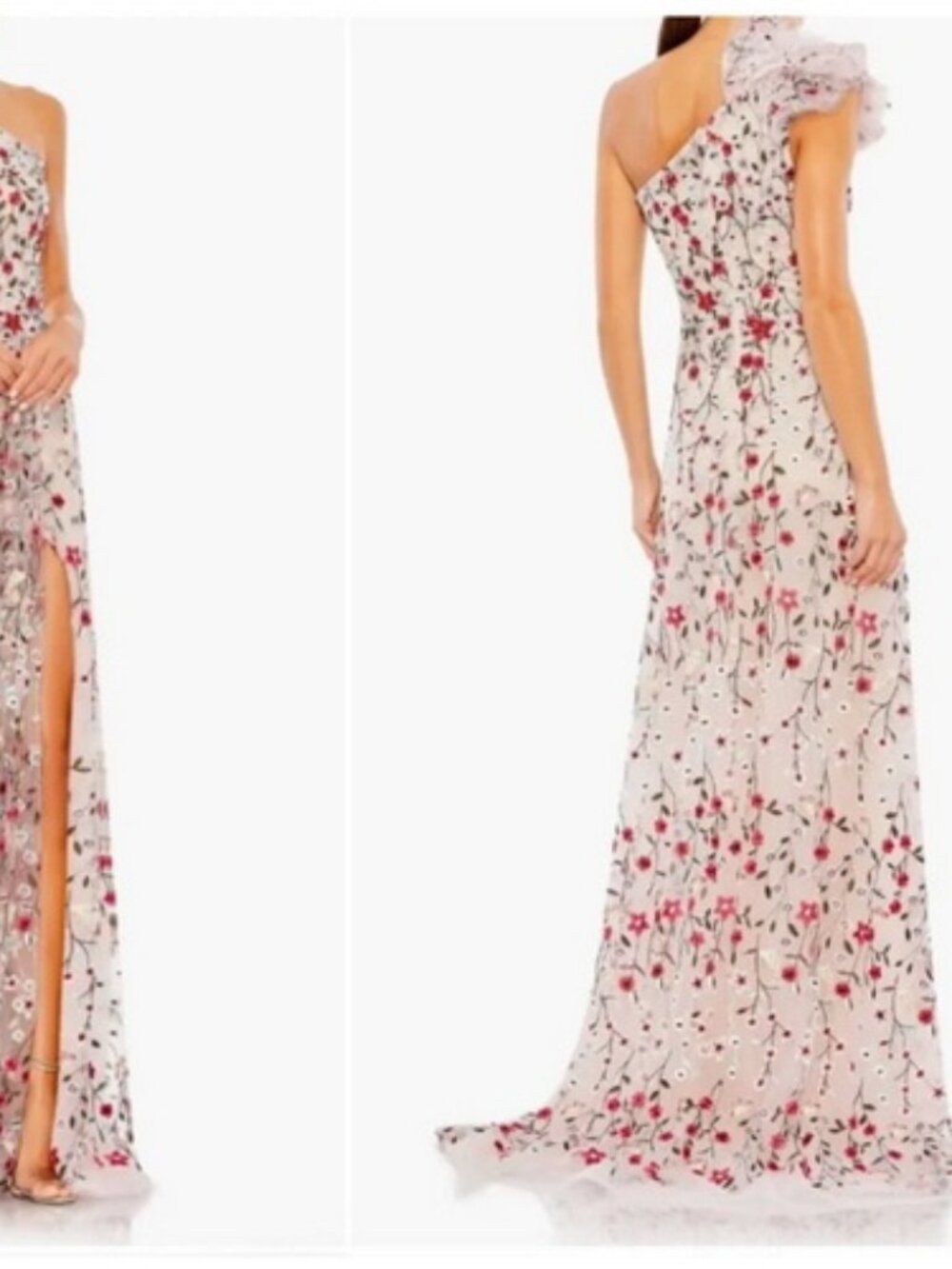Mac Duggal Rose Multi Embellished One-Shoulder Floral Gown - Picture 2 of 3